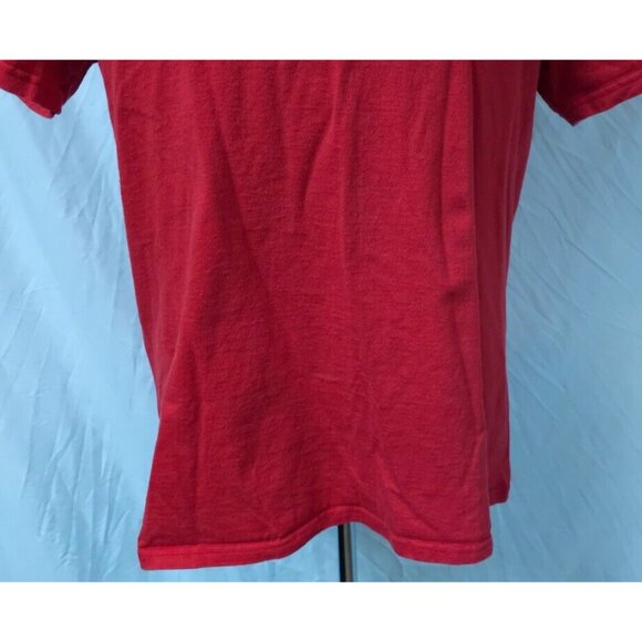 Champion Mens Large Red Short Sleeve Crew Neck Spell Out Embroidered T-Shirt - Picture 3 of 12